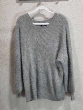 Lulu's Light Gray Fuzzy Crewneck Sweater